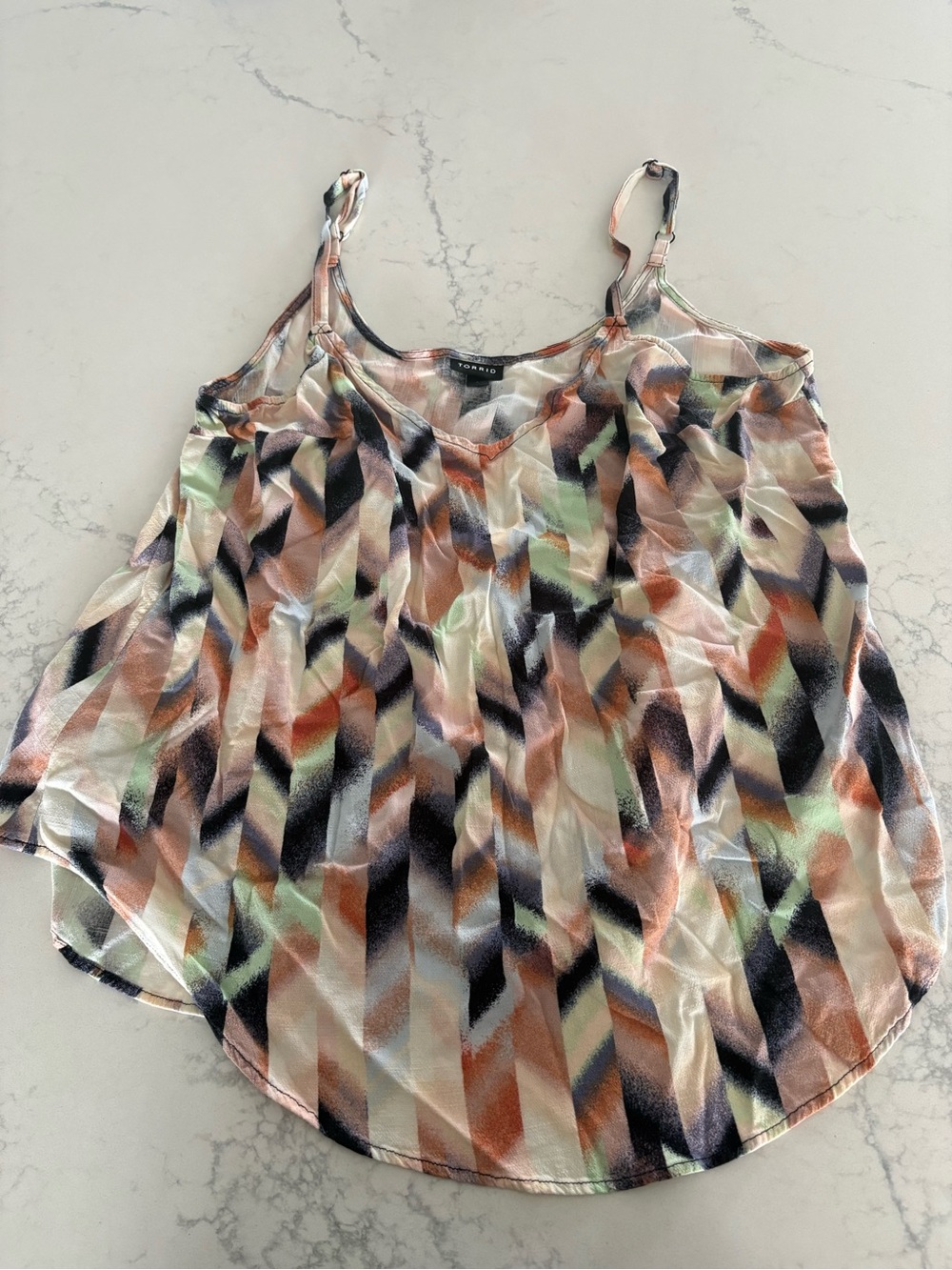 torrid Multicolor Geometric Satin Cami - Peach, Black, Mint